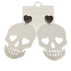 Acrylic Glitter Skull Earrings